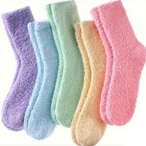 5 Pair Women's Winter Fuzzy Socks Cozy Fluffy Warm Slipper Socks Sleep Socks